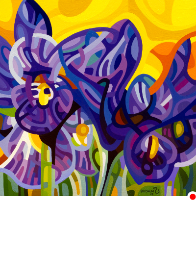 original abstract landscape painting purple irises