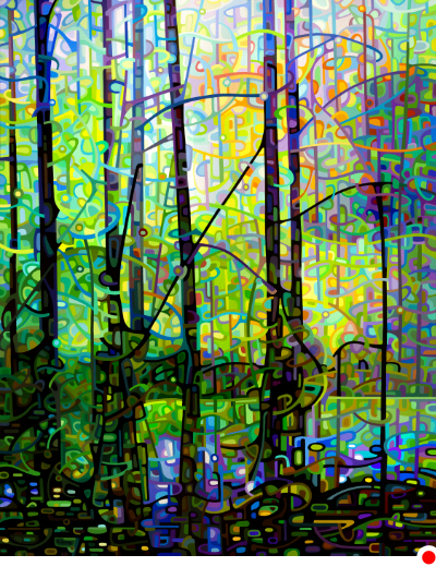original abstract landscape morning forest with a quiet pool