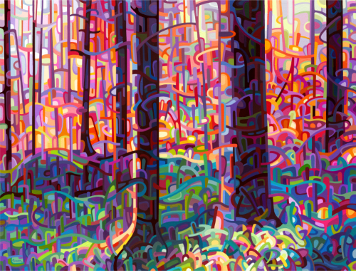 original abstract landscape painting colourful forest