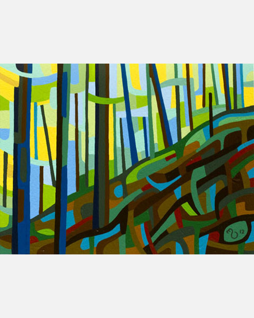 original abstract landscape study of a spring forest hill