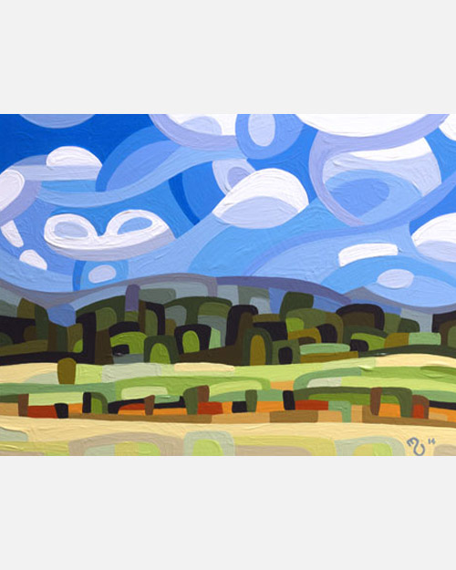 original abstract landscape study of a fall field
