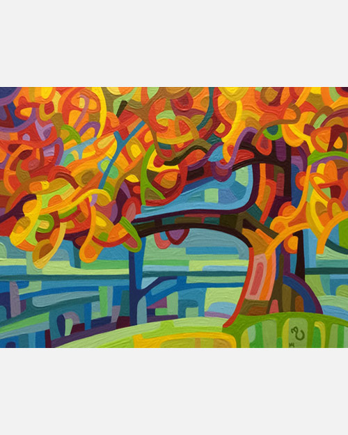 original abstract landscape study of a fall tree morning