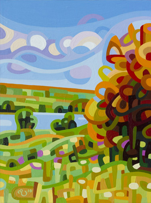original abstract landscape study of an autumn field
