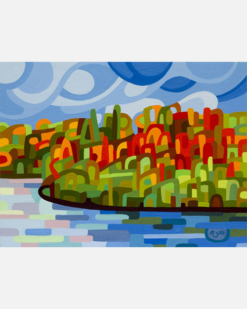 original abstract landscape study of a summer lake