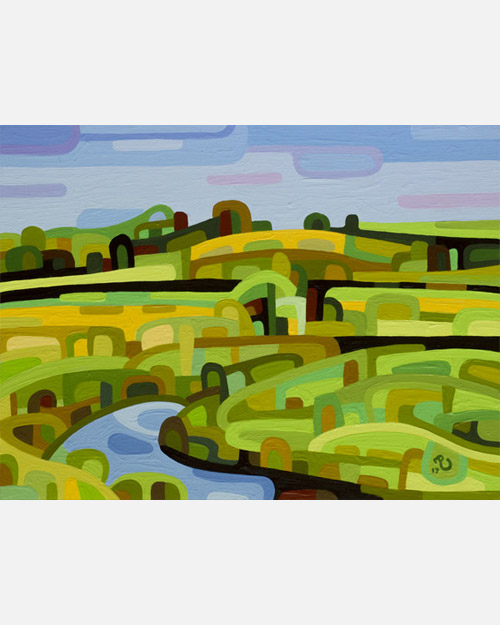 original abstract landscape study a summer field and stream