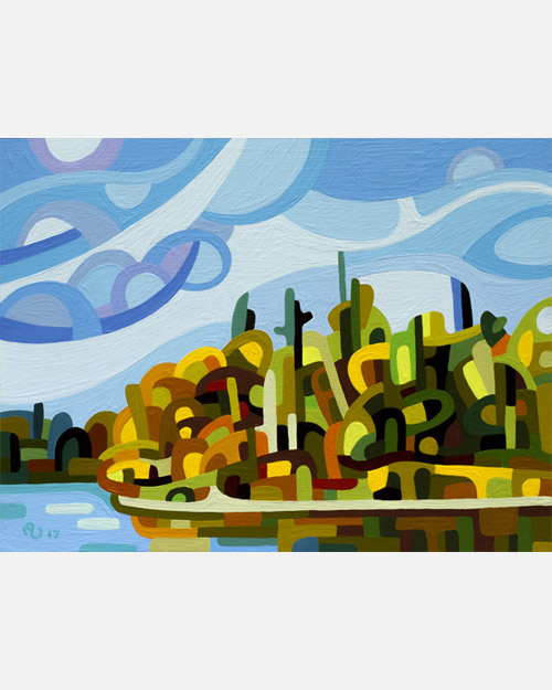 original abstract landscape study an early fall lake