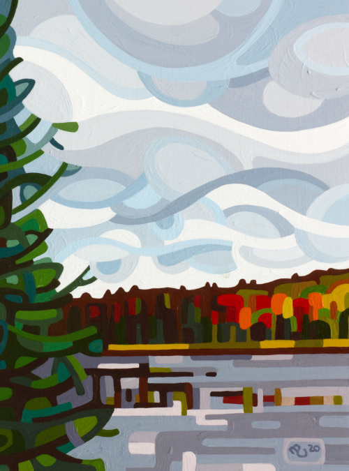 original abstract landscape painting study algonquin fall pine lake