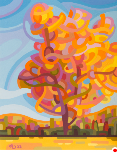 original abstract golden fall tree