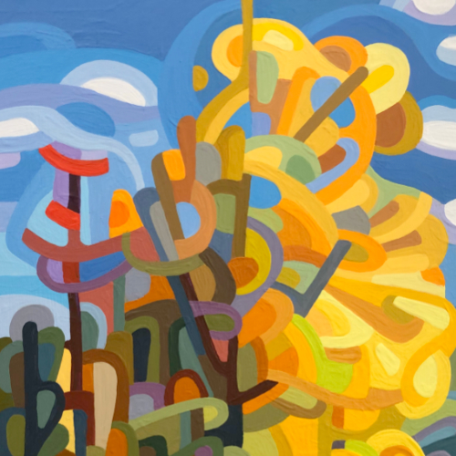 original abstract landscape painting study of an autumn day