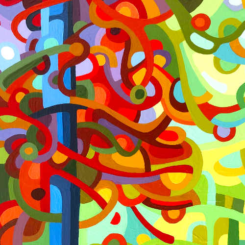 original abstract landscape painting study of a fall forest 