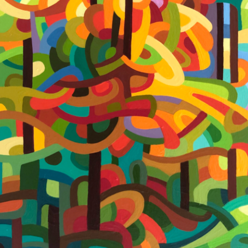 original abstract landscape painting study of a fall forest 