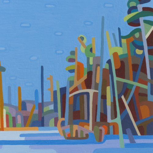 original abstract landscape painting study of a winter field 