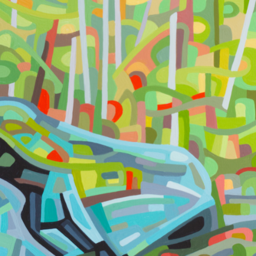 original abstract landscape painting study of a rocky spring landscape 