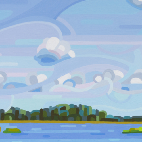 original abstract landscape painting study of summer wetlands 