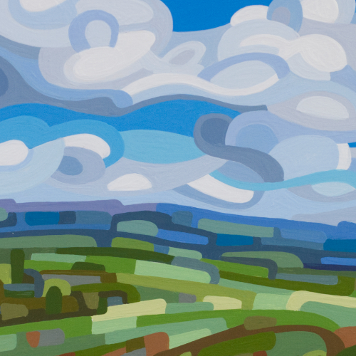 original abstract landscape painting study of a summer field 