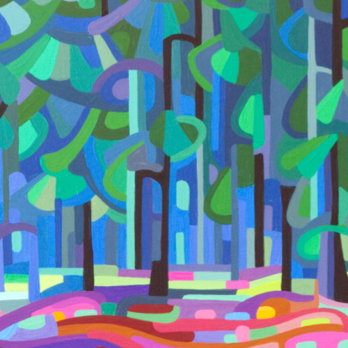 original abstract landscape painting study of a spring forest 