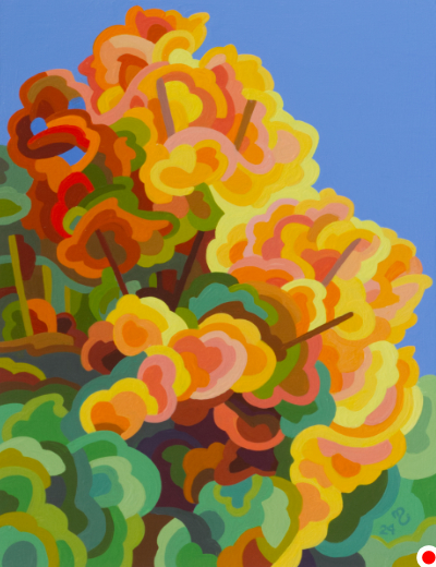 original abstract painting of a fall forest