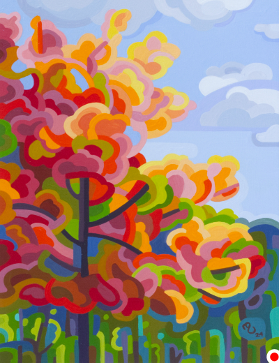 original abstract painting of a fall forest