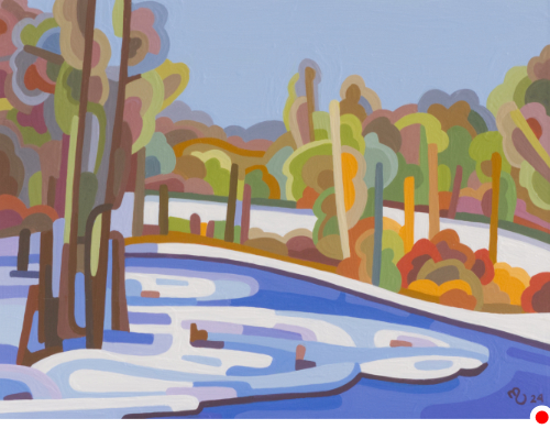 original abstract painting of a winter stream