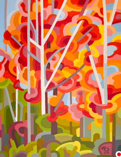original abstract painting of fall forest