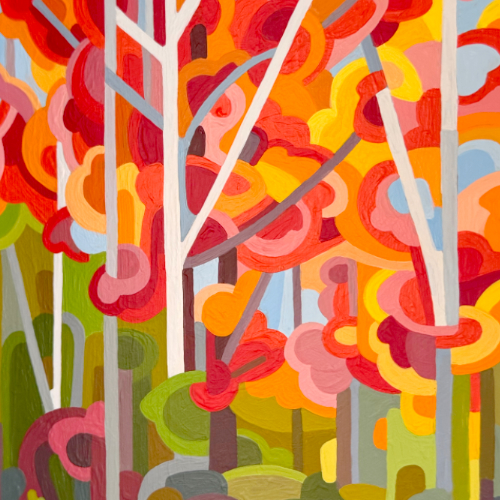 original abstract landscape painting study of a fall tree 