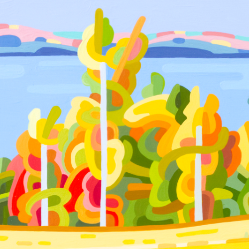 original abstract landscape painting study of a winter stream 