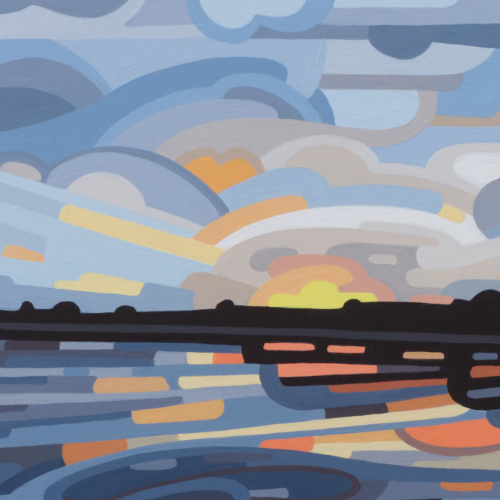 original abstract landscape painting study of an early fall day 