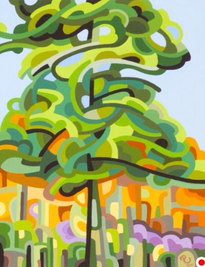 original abstract painting of single pine