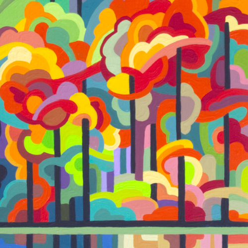 original abstract landscape painting study of a fall day