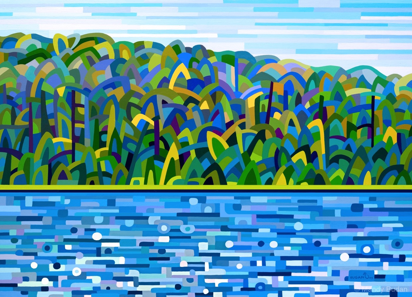 Evocative of perfect summers up in cottage country where the trees jostle each other in a friendly bid for the sun. Sparkl...