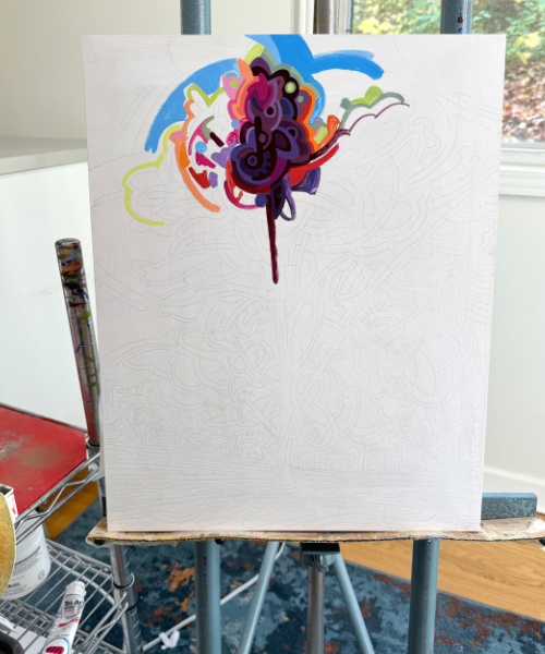 Work in progress on Mandy Budan's easel