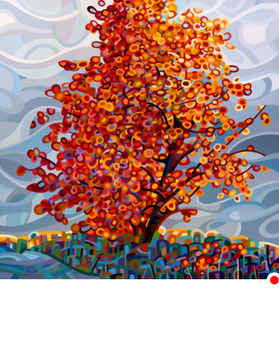 original abstract landscape painting of an autumn storm approaching