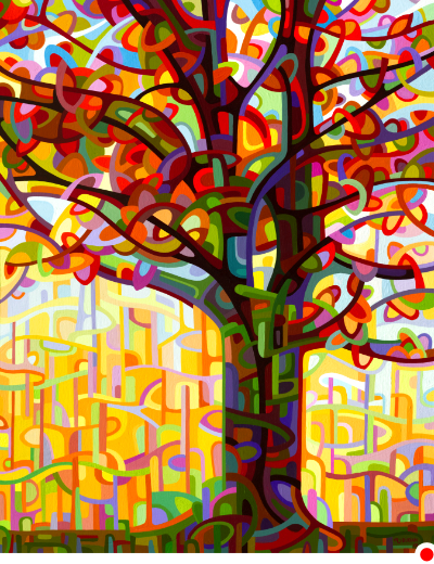 original abstract landscape fall tree protrait
