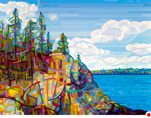 original abstract landscape summer blue sky colorful rocks lake