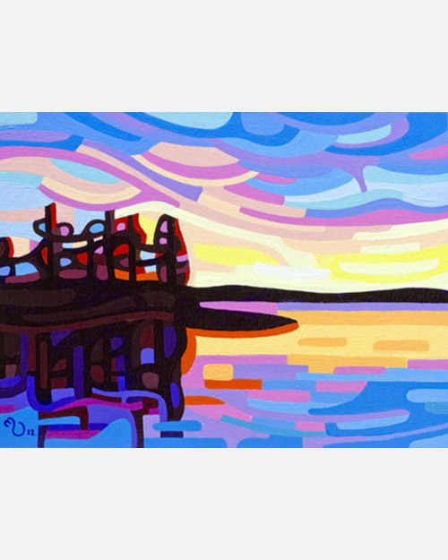 original abstract landscape study of a northern lake sunset