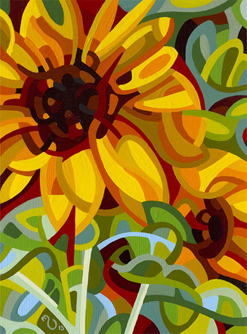 original abstract landscape study of a sunflower garden