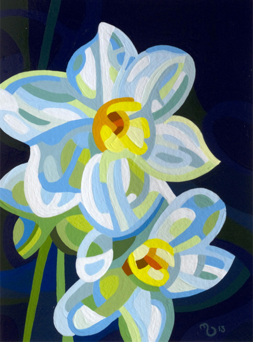 original abstract landscape study of daffodils