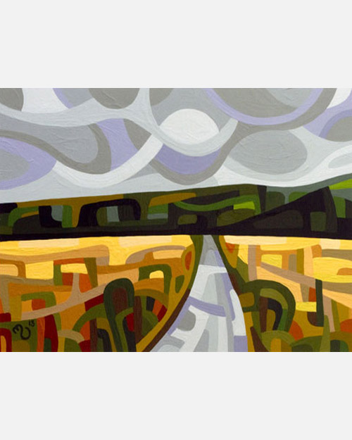 original abstract landscape study of a grey fall day road