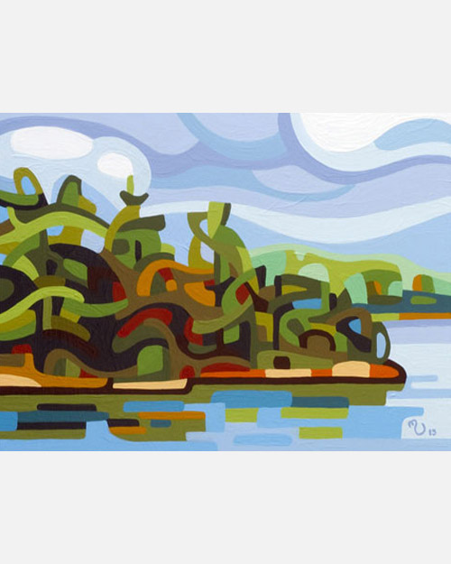 original abstract landscape study of a fall lake