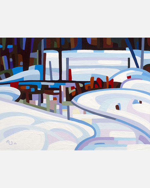 original abstract landscape study of a frozen winter creek