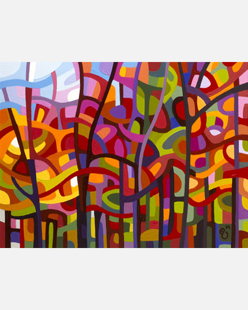 original abstract landscape study of a bright fall forest