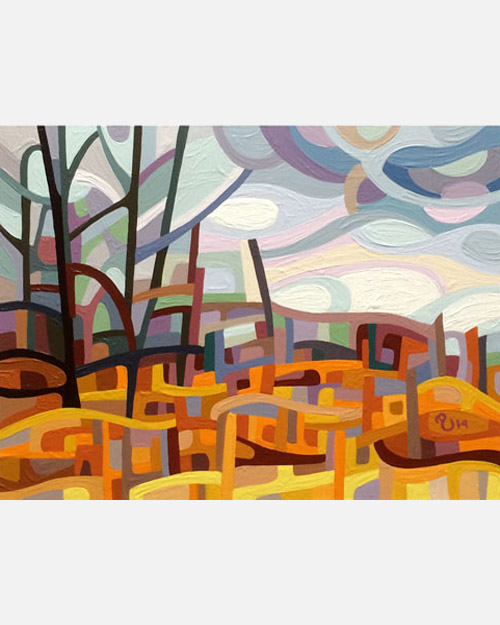 original abstract landscape study of a grey fall morning