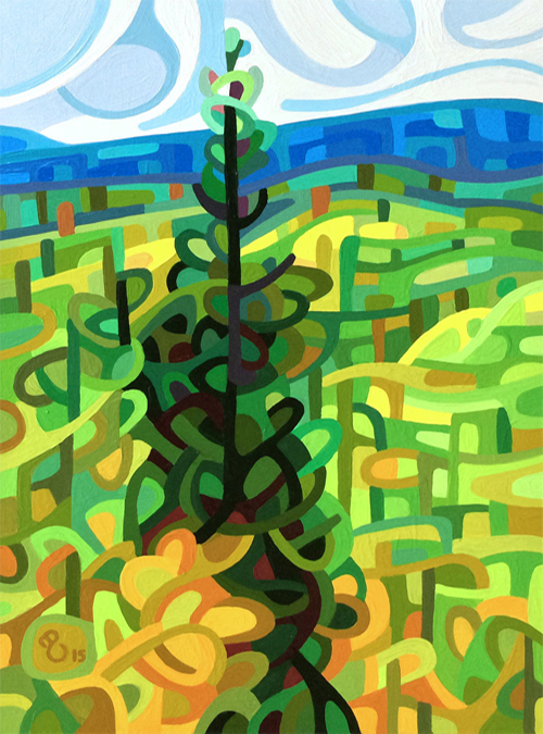 original abstract landscape study of a green summer hill