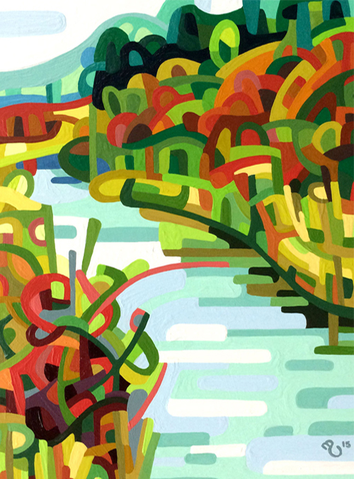 original abstract landscape study of a fall stream