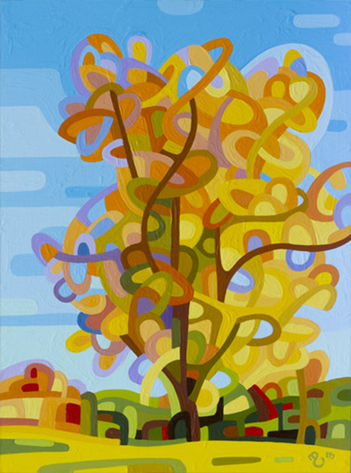 original abstract landscape study of a fall tree