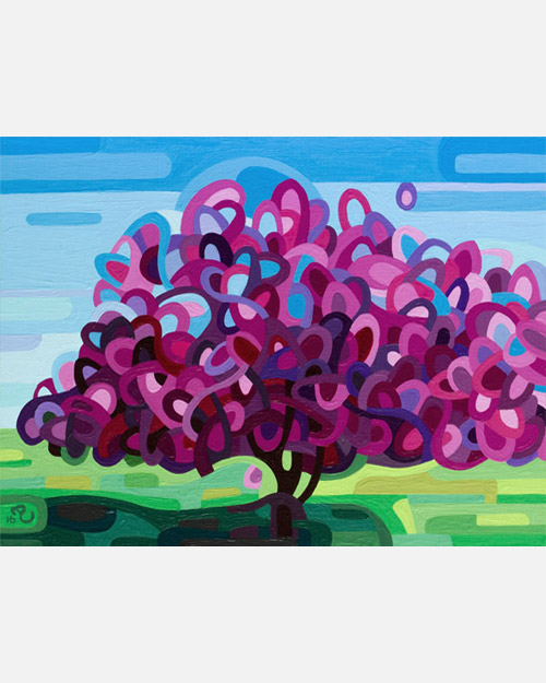 original abstract landscape study of a pink tree