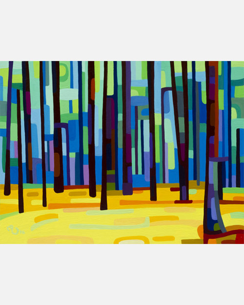 original abstract landscape study of an early spring forest morning