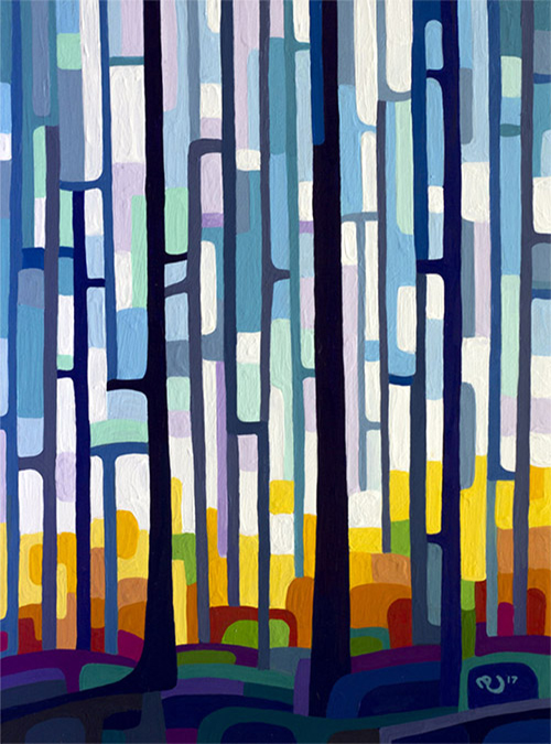 original abstract landscape study of a morning fall forest