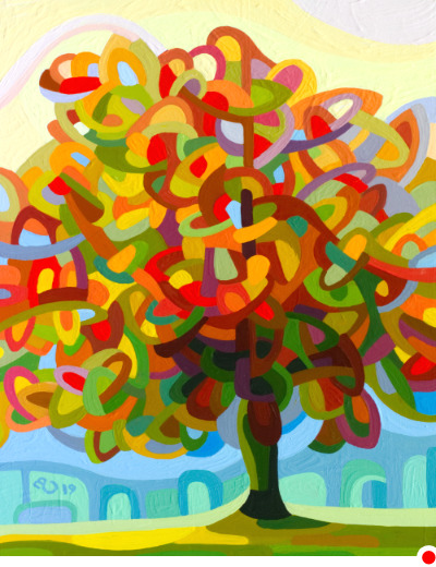original abstract landscape painting study autumn tree