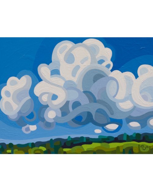 original abstract landscape painting study of cloudy field
